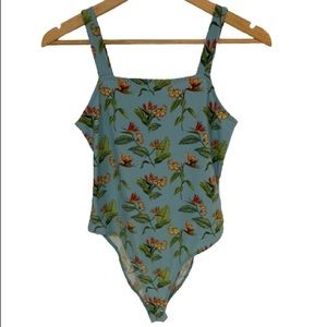 Forever 21 Blue Floral Bodysuit
